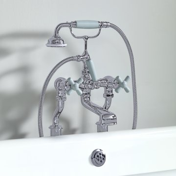 Rockwell Bath Filler on Floorlegs for Rockwell Bath without Feet. Option of Coloured Ceramic Handles
