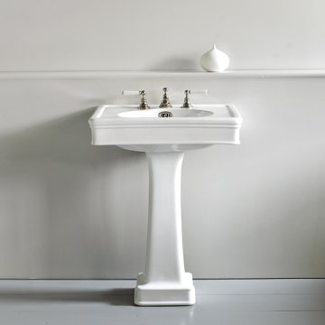 Lonsdale 650mm basin on pedestal. Zero, one or three tap holes.