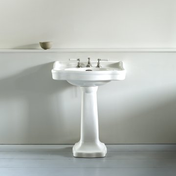 Paris 650mm basin on pedestal. Zero, one or three tap holes.