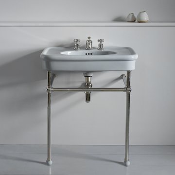 Rockwell 610mm Seattle Grey basin on basin stand. Zero, one or three tap holes.