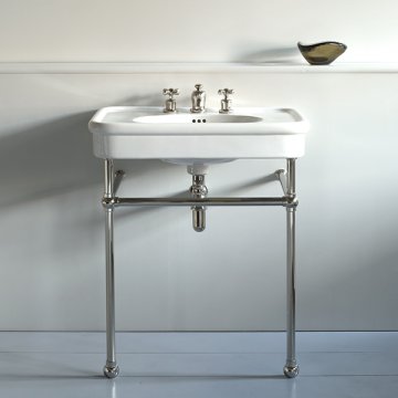 Rockwell 750mm White basin on basin stand. Zero, one or three tap holes
