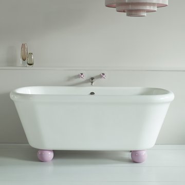 Rockwell bath in white with Bonbon Lilac feet 1700 x 800mm