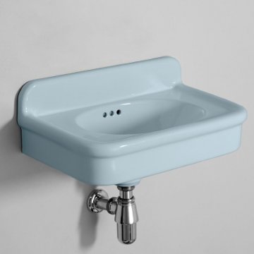 Rockwell Cloakroom Basin 480w x 300d in Powder Blue. Zero, one or two tap holes.