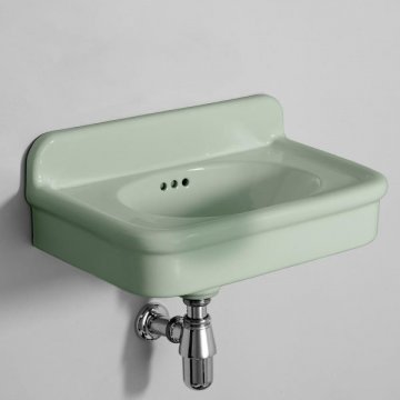 Rockwell Cloakroom Basin 480w x 300d in Willow Green. Zero, one or two tap holes.