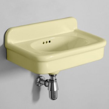 Rockwell Cloakroom Basin 480w x 300d in Sherbet Yellow. Zero, one or two tap holes.