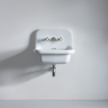 Rockwell medium wall hung basin 3 tap holes. 600w x 420d x 490h in Black or White