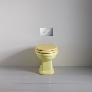 Rockwell toilet pan with horizontal outlet. Sherbet Yellow