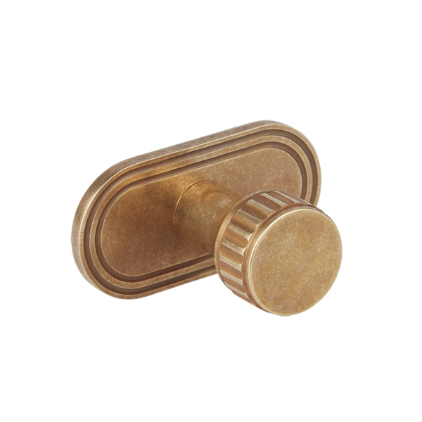 ARMAC MARTIN - 4 x Barwick Ridged cabinet knobs 45mm with backplate in Aged Brass C743