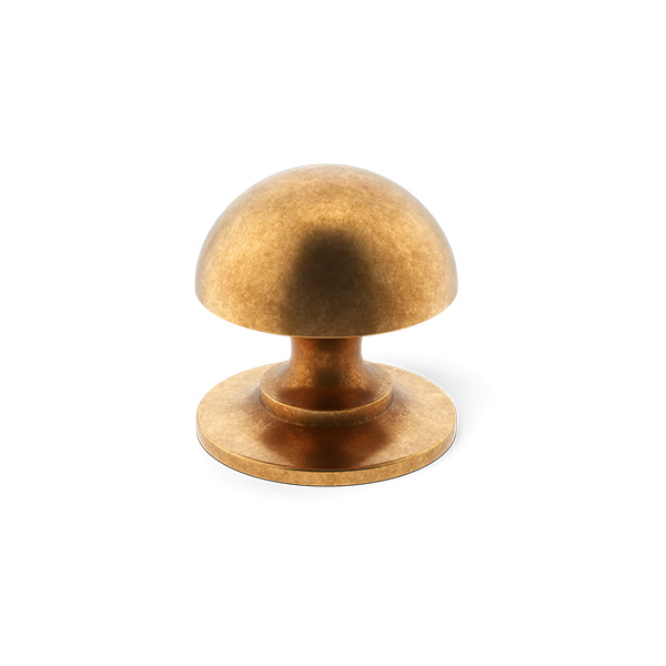 ARMAC MARTIN - 3 x Cotswold mushroom cabinet knobs 32mm in Aged Brass C733