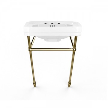 Perrin & Rowe - Art Deco 630mm basin & basin stand with tapered feet in Polished Brass C715