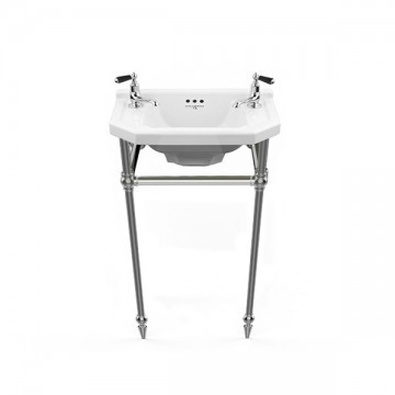 Perrin & Rowe - Art Deco 525mm basin & tall basin stand with pointed feet in Pewter C720