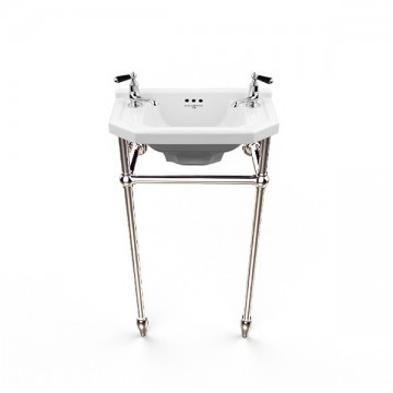 Perrin & Rowe - Art Deco 525mm basin & basin stand with tapered feet in Nickel C722