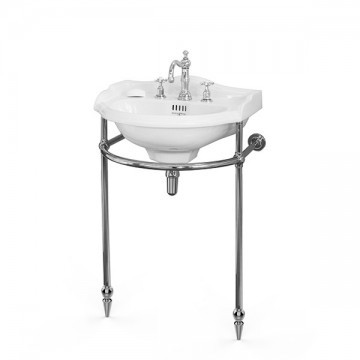 Perrin & Rowe - Edwardian 520mm basin & basin stand with ornate pointed feet in Chrome C725