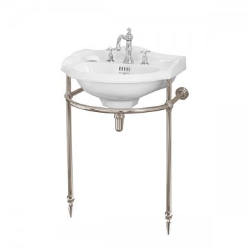 Perrin & Rowe - Edwardian 630mm basin & basin stand with ornate pointed feet in Nickel C726