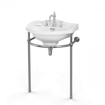 Perrin & Rowe - Edwardian 630mm basin & basin stand with ball feet in Chrome C727