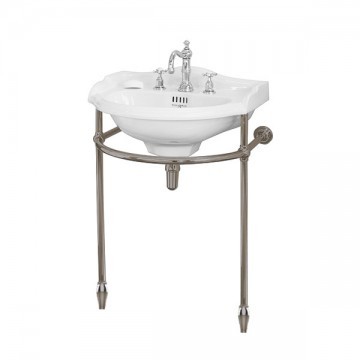 Perrin & Rowe - Edwardian 630mm basin & basin stand with tapered feet in Pewter C729