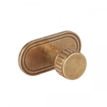 ARMAC MARTIN - 4 x Barwick Ridged cabinet knobs 45mm with backplate in Aged Brass C743