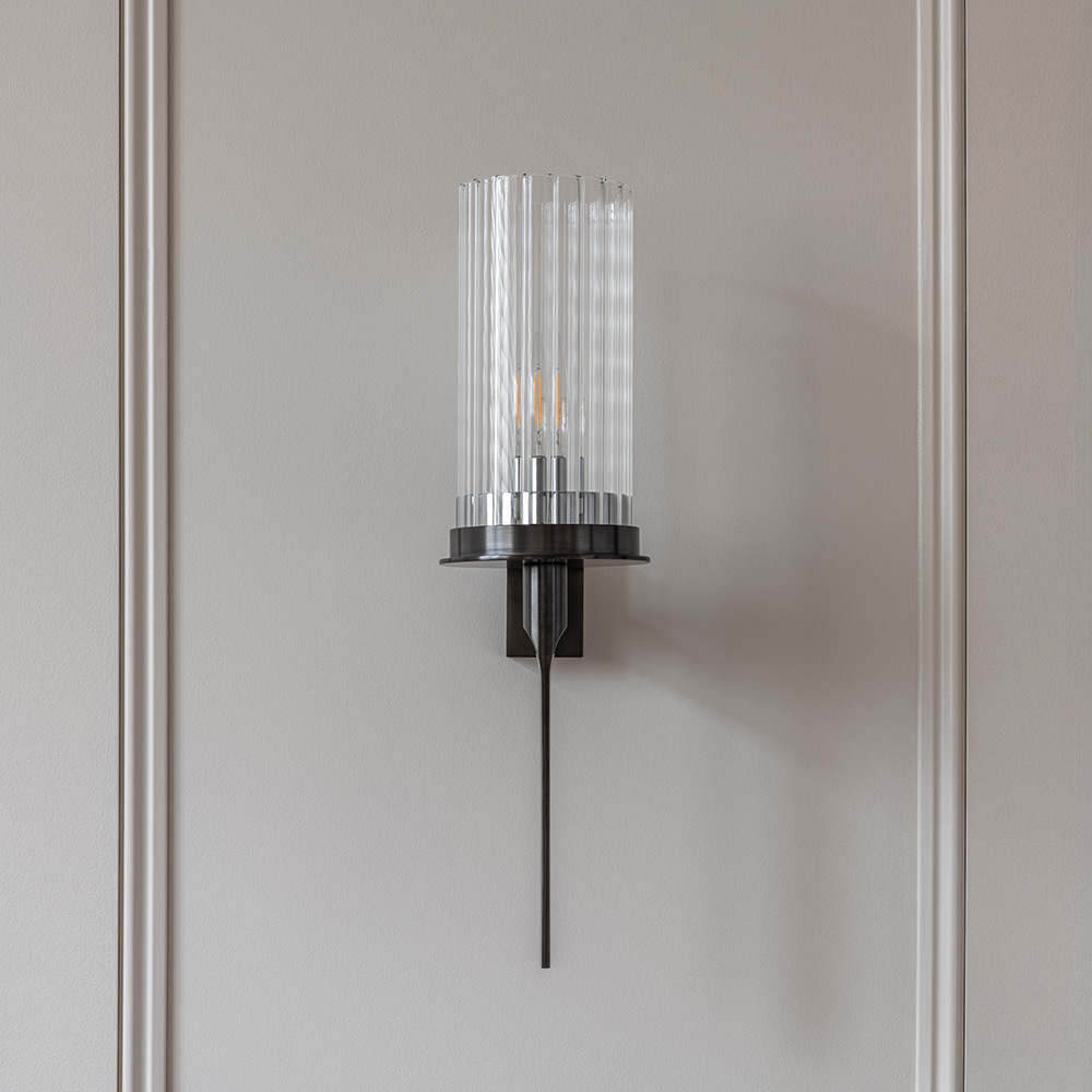 Joseph Giles - FONTEYN solid brass wall light with handmade fluted glass  shade