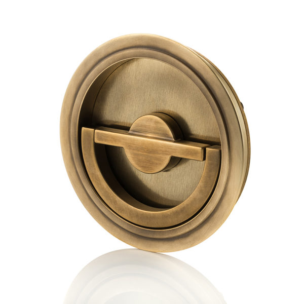 Solid Brass, Antique Brass Finish, Pocket Door Combination Pull